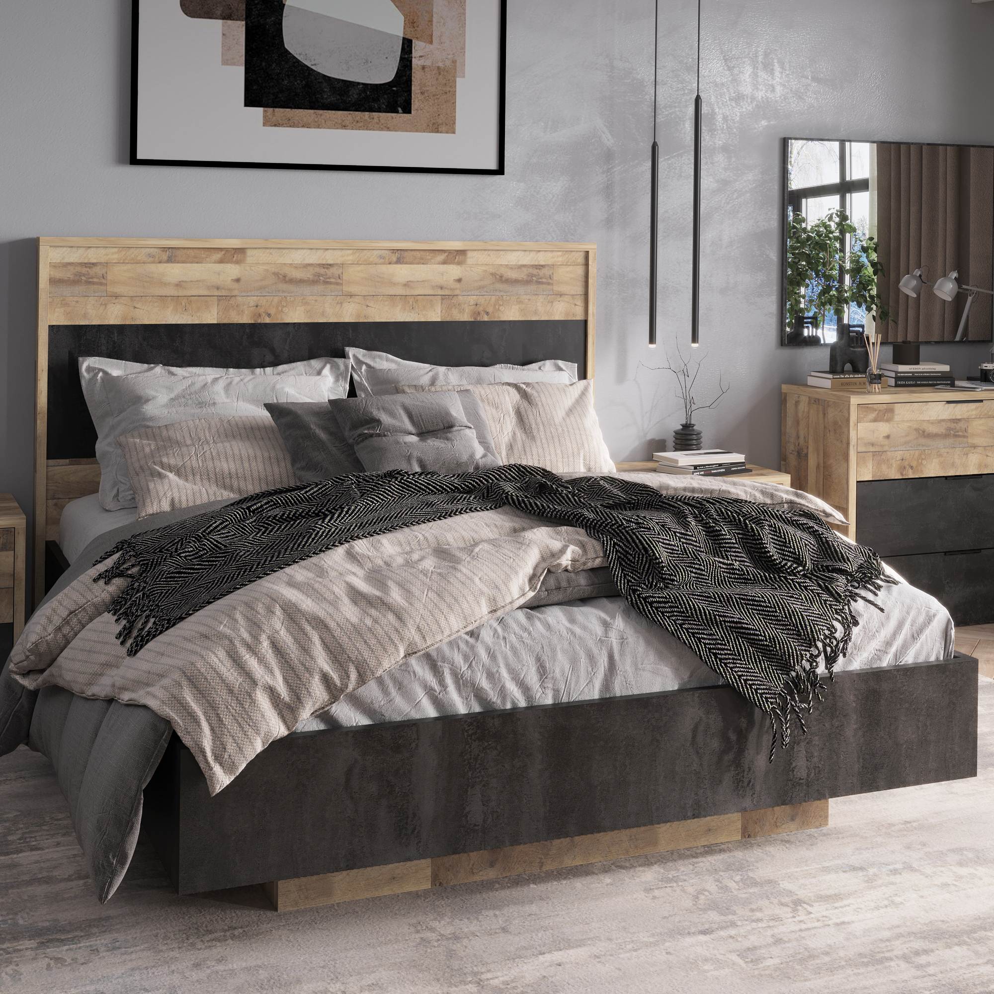 Лазурит кровать двуспальная с подъемным механизмом бамбук